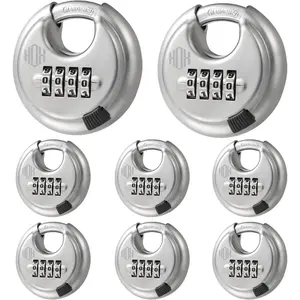HOX Combination Lock, 4 Digit Disc Padlock with 3/8 Inch Shackle, 2-3/4 Inch Wide Body, Combo Lock for Hasp Latch, Sheds, Fences, Locker (8 Pack)