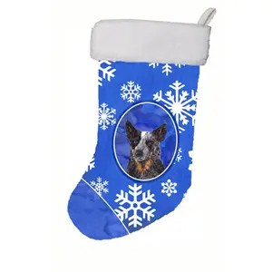 Carolines Treasures  11 x 18 in. Australian Cattle Dog Winter Snowflakes Christmas Stocking
