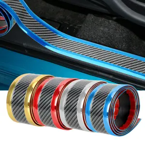 2pcs Car Stickers Anti Scratch Door Sill Protector Strip Carbon Fiber Car Threshold Protection Bumper Film Sticker Car Styling