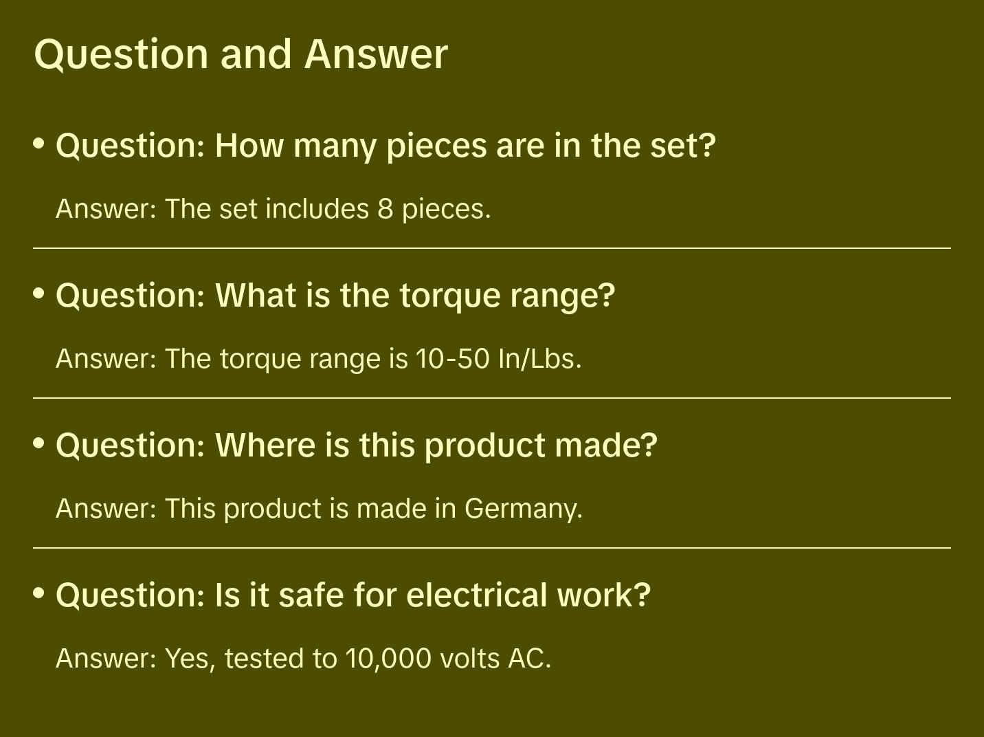 Wiha Tools 28791 Insulated Slotted and Phillips Torque Screwdriver Set 10-50 in-lbs. 8 Piece