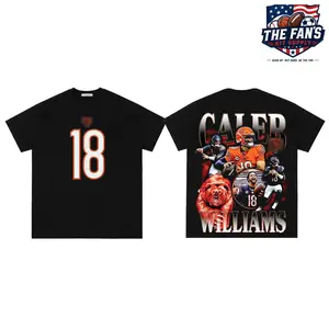 Caleb Williams 18  Acid Washed Unisex Oversized Cotton T-Shirt Hoodie, The Iceman T-Shirt Hoodie,The Bears Shirt The Fan's Kit, Sunday Football Outfit, Football Kit , Football Graphic Tee, Vintage Football Shirt, Game Day Hoodie T Shirt