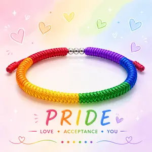 Rainbow Bracelet, LGBT Pride Proud Love Wins Tibetan Wrist Wrap Bracelet, Surfer String Rope Bracelet for Women Men, Pride Month, Support LGBTQ Community