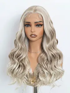 Chic Middle Part Blonde Body Wave Lace Front Wig For Women 20 Inch High Quality Heat Resistant Synthetic Fiber Glueless Design Soft Full Volume Natural Looking Texture Perfect For Daily Wear Parties And Special Events Exclusive Limited Time Offer Elevate