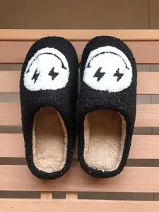 Women's Cute Cartoon Face Pattern Plush Slippers, Smile Face Slippers, Casual Soft Comfortable Home Slippers, Warm Slippers for Indoor & Outdoor Use for All Seasons