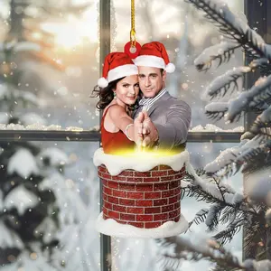 Olivia Benson and Elliot Stabler Christmas Ornament, TV Show Inspired Holiday acrylic/wood Ornament, Funny Santa Chimney Holiday Tree Decoration