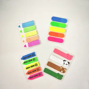 Random Pattern Colorful Index Sticky Note, 4 Counts/set Semi-transparent Fluorescent Index Sticky Note, Self Adhesive Colorful Sticky Note for Home Office Dormitory School