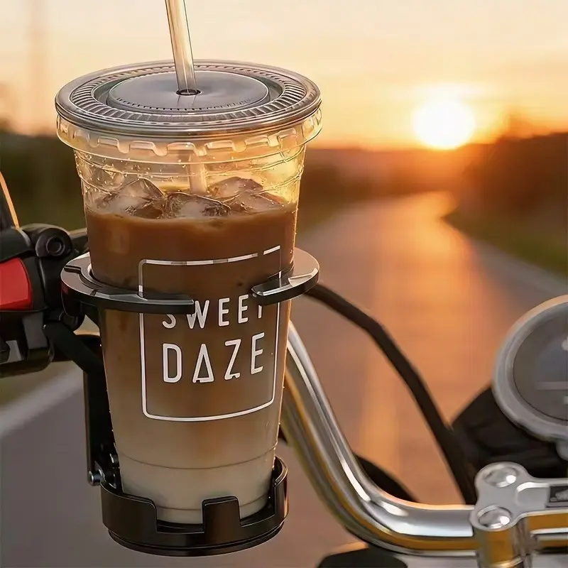 Motorcycle Cup Holder - Securely Mounts Ice Coffee Cups on Bike Handlebars - Perfect for Road Trips & Leisure Riding