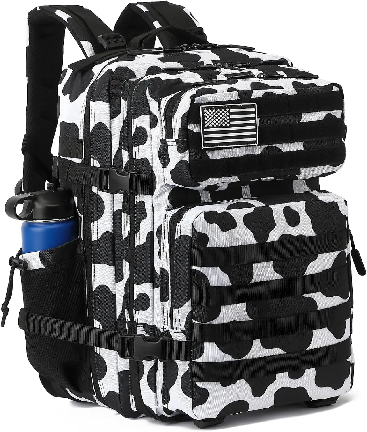 Military Tactical Backpack for Men Women, 3 Day Assault Pack Army Molle Bag Hiking Backpacks (Cow Print)