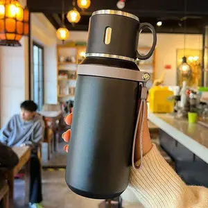 600ML Stainless Steel Vacuum Insulated Water Bottle, Hydration Tumbler, Stainless Steel Thermos, Leak-Proof Lid with Handle, Outdoor Travel Office Gym Essential, Includes Cleaning Brush, Insulated Leakproof