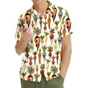 Funny Vegetable Butt Hawaiian Shirt for Men Women Youth, Tropical Garden Aloha Party Shirt Button Down Short Sleeve, Summer Beach Shirt