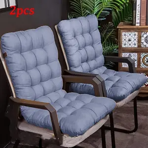 2-Pack Thick Polyester Fiber Lounge Chair Pads, Comfortable & Washable, with Straps, Full Back Support, Ideal for Outdoor & Indoor Use