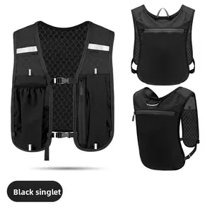Breathable Waterproof Reflective Strip Bike Backpack - Small Leisure Vest Bag for Night Running & Mountaineering, Holds Kettle & Mobile Phone (Summer Vibes)