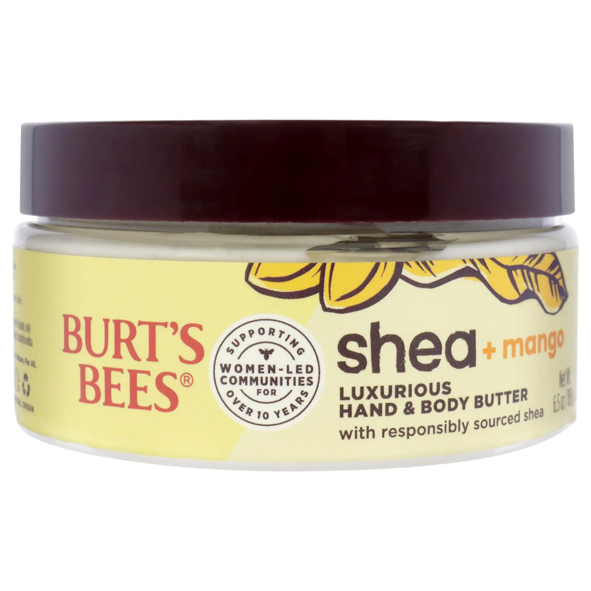 Burt's Bees Shea Plus Mango Luxury Body Care Moisturizer, Unisex Daily Hand and Body Butter - 6.5oz