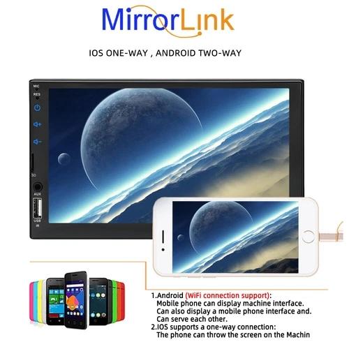 Multimedia Player 7 Inch 2 Din Car Stereo MP5 Radio MirrorLink Screen FM/USB/AUX/TF Car Audio CARPLAY/Android Auto Touch Screen
