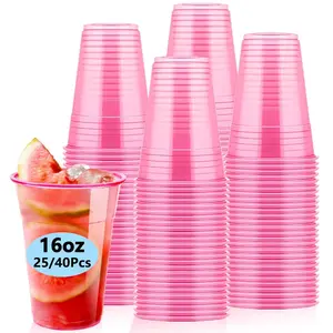 16oz Plastic Cup, Ideal for Parties & Bars, Perfect for Beer Water Juice Desserts Cold Drinks Smoothies Cocktails