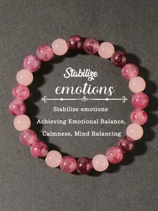 Stress Relief Bracelet, Meditative Use, Healing Crystal Bracelet, Handmade Strawberry Quartz Garnet Crystal Beaded Jewelry, Fashion Accessory for Men & Women, Perfect Gift