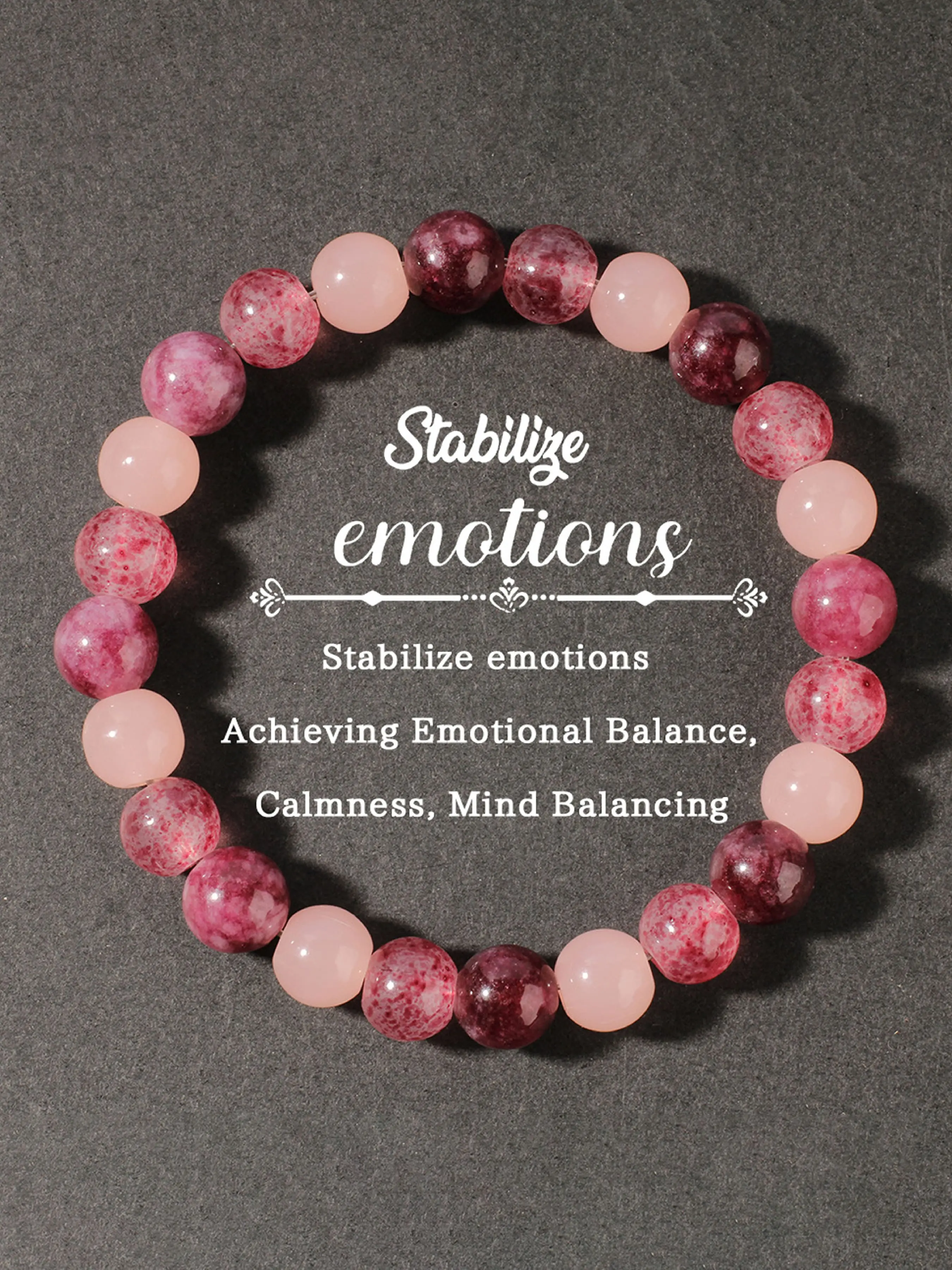 Stress Relief Bracelet, Handmade Strawberry Quartz Garnet Crystal Beaded Jewelry, Fashion Accessory for Men & Women, Perfect Gift