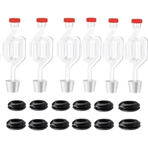 Bubble Airlock Set [6 Pack], Brew Kits Airlocks for Fermenting,Fermentation Airlock with 6 Stoppers + 12 Grommets