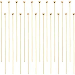 100 count Ball  Pins 18K  Plated Brass Ball Eye Pins 50mm  Making Findings for Beading DIY Supplies, : 2mm