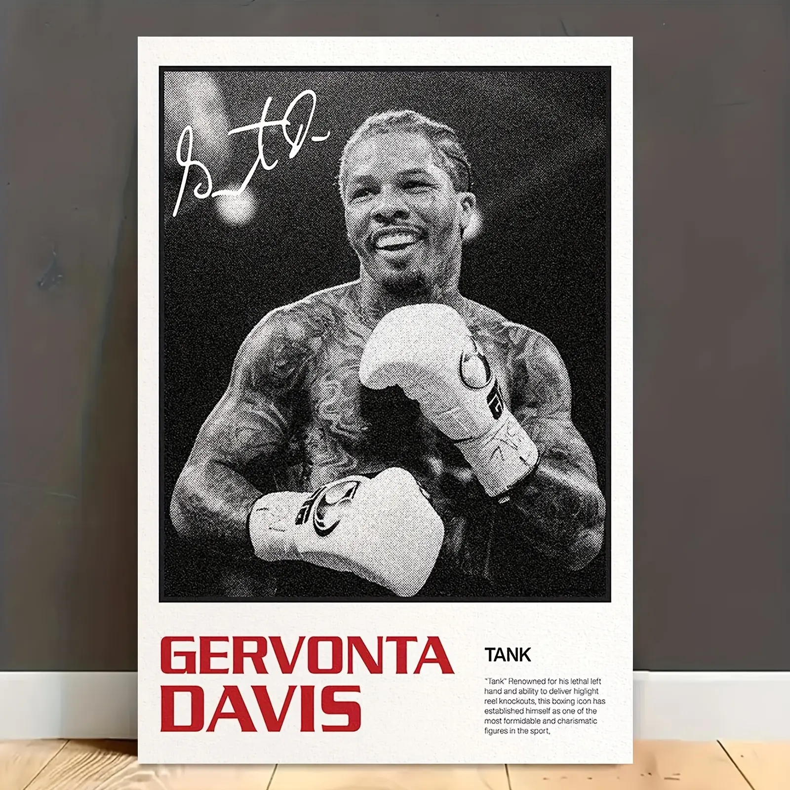 Gervonta Davis Boxing Canvas Art Poster - 12x18 Inch Black & White Wall Decor, Inspirational Athlete Artwork for Home or Gym