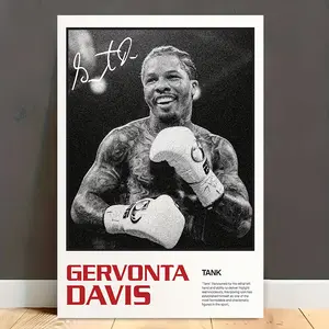 Gervonta Davis Boxing Canvas Art Poster - 12x18 Inch Black & White Wall Decor, Inspirational Athlete Artwork for Home or Gym