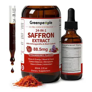 24-in-1 Saffron Extract Drops 88.5mg with Ashwagandha, Lion’s Mane & Black Cohosh – Mood Support, Stress Relief, Focus & Cortisol Balance Supplement for Women and Men, Vegan 2 Fl Oz