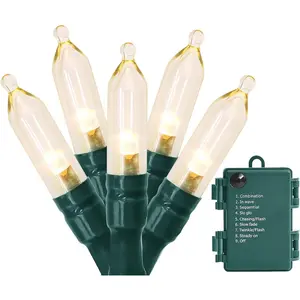 Christmas Lights,  Operated String Lights 18ft 50 LED 8 Modes LED Mini Lights with Timer for Christmas Tree Wreath Party  Indoor Outdoor Decor, , Warm White