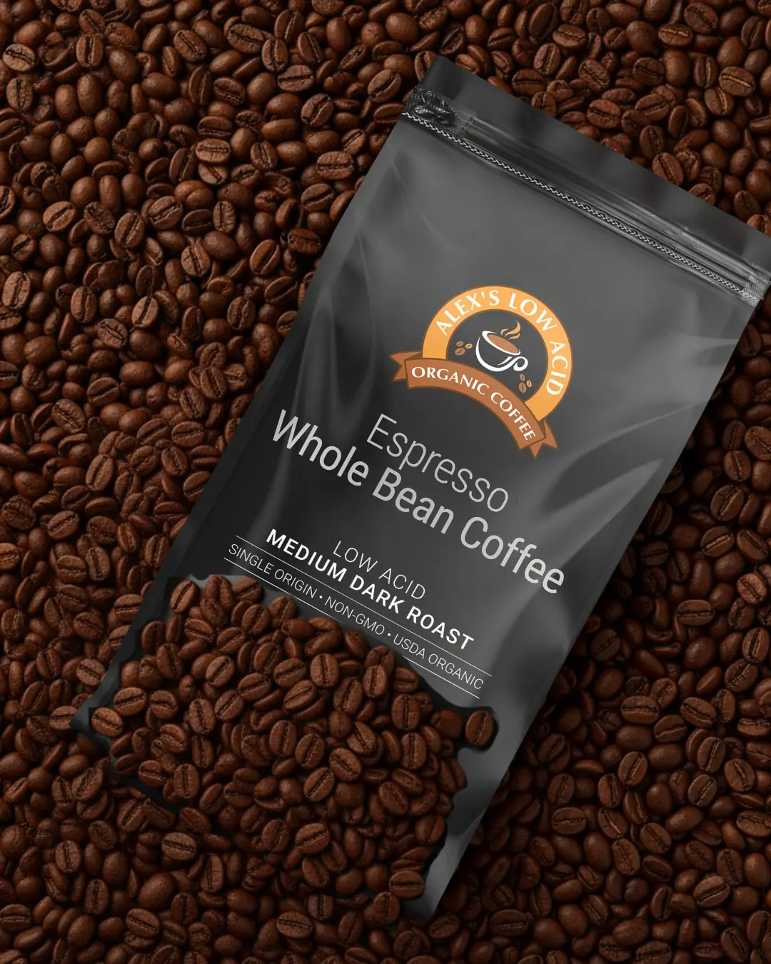 Alex's Low Acid Organic Coffee - Espresso Whole Bean (12oz)