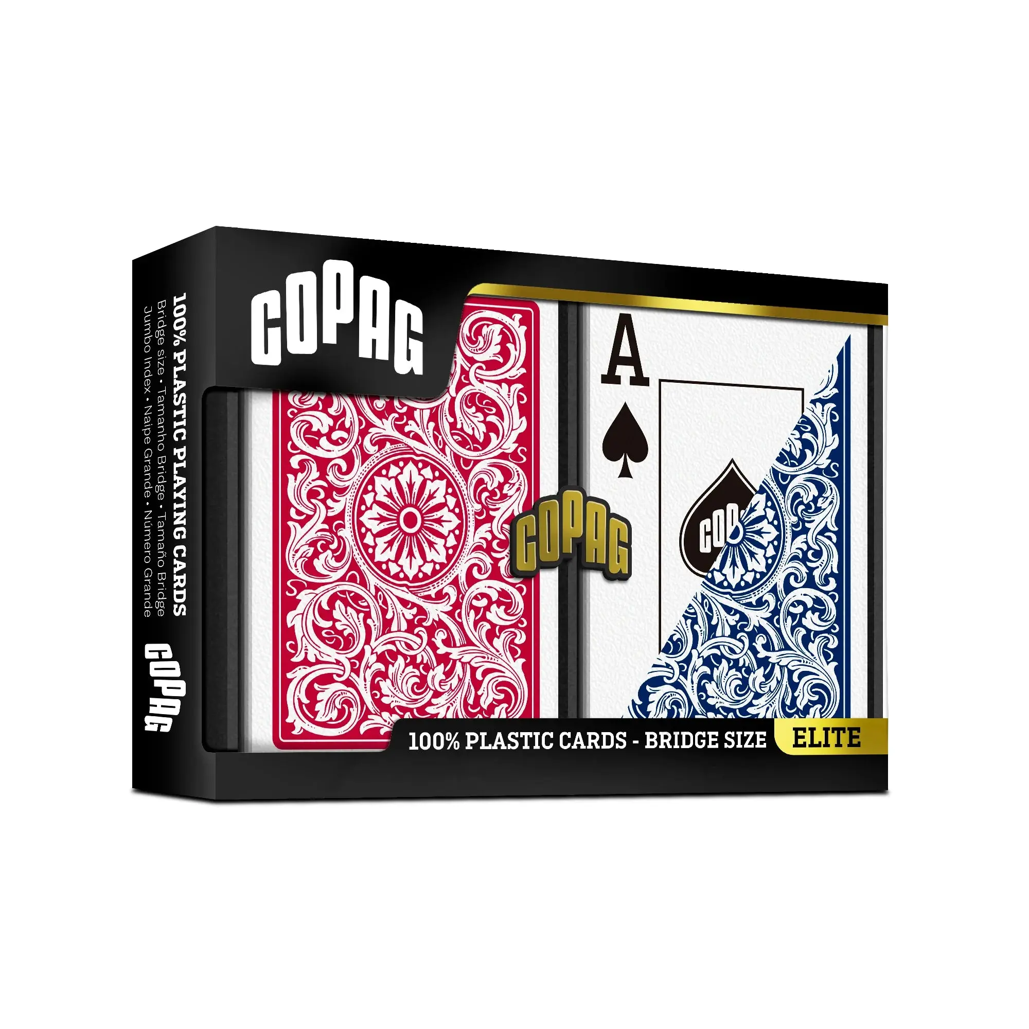 COPAG 1546 Plastic Double Deck Card Games Set for Adults - Bridge Size, Red & Blue, Jumbo Index, with Card Deck Box, Card Games Adults