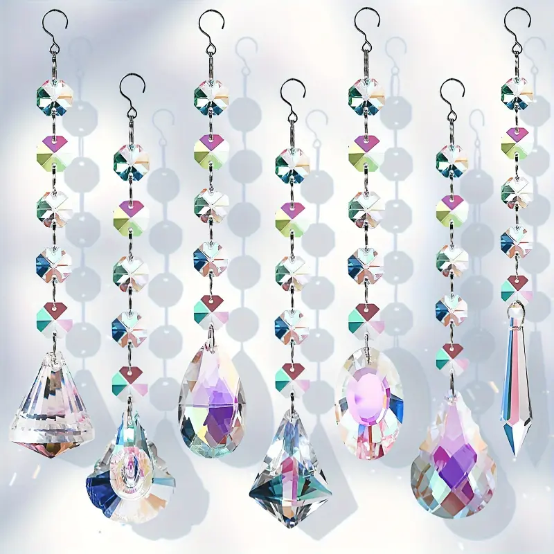 7pcs Rainbow Prism Suncatcher Set - Crystal Bead Balls Window Decor, Hanging Glass Ornaments for Home, Garden - Versatile Home Supplies Decor Piece