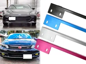 JDM Style Brush Red Blue Silver Black or Pink Aluminum Bumper Front License Plate Mount Relocate Bracket