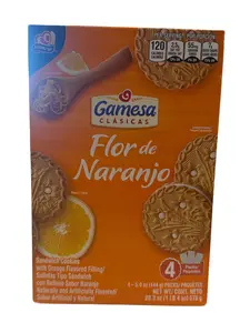 Gamesa Flor de Naranjo Sandwich Cookies – Orange Cream Filled Cookies – 4 Pack Box 20.3 oz (576 g)