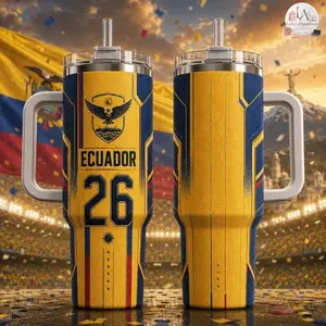 Ecuador 40oz Tumbler With Handle & Straw, Tumbler, 2026 Soccer World Tournament, International Game Day, Sport Lovers Tumbler