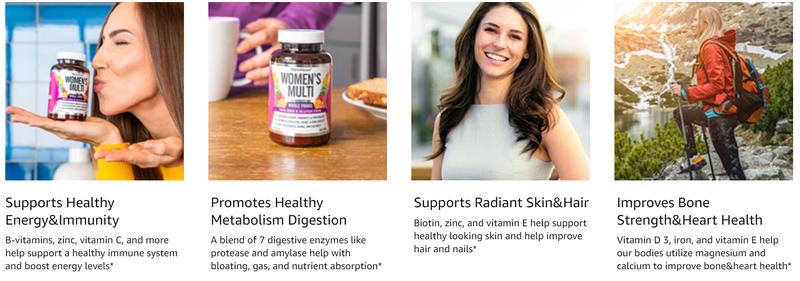 FarmHaven Multivitamin for Women - Whole Food Multivitamin with 22 Es Nutrition sential Nutrients, Supports Energy, Immunity & Heart Health, Dietary Supplement Superior Formula Healthcare Fitness Nutrition Edible Fruits