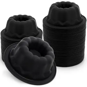 25-Pack 4-Inch Lightweight Silicone Fluted Nonstick Tube Baking Tins, Mini Oven Pans for Pumpkin Cakes, Jello, Tin