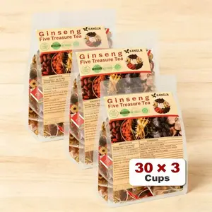 Ginseng Five Treasure Kidney Tea 3PCS 5g x 30Bags x 3 Herbal Detox Cleanse for Men & Women Natural Chinese Wellness Drink Daily Vitality Support Tea Bags Beverage
