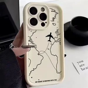 Travel-inspired airplane route design phone case, soft TPU back cover, drop-proof and scratch-resistant, compatible with iPhone 17, 16, 15, 14, 13, 12, 11, XS Max, X, XS, 12, 13 MINI, 16E, 17E, a holiday gift prepared for friends, family, and yourself.