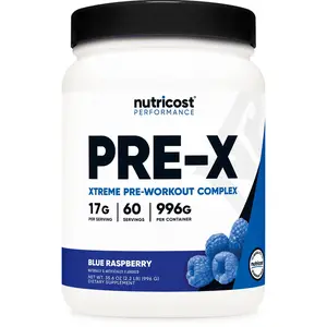 Nutricost Pre-X, Xtreme Pre-Workout Complex Powder, Blue Raspberry, 60 Servings