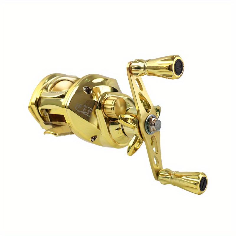 Professional Baitcasting Reel - Lightweight Metal Saltwater Fishing Reel, Corrosion-Resistant Gold Finish, Medium Power Right-Hand Retrieve for Surf Lure Fishing, Durable Tackle