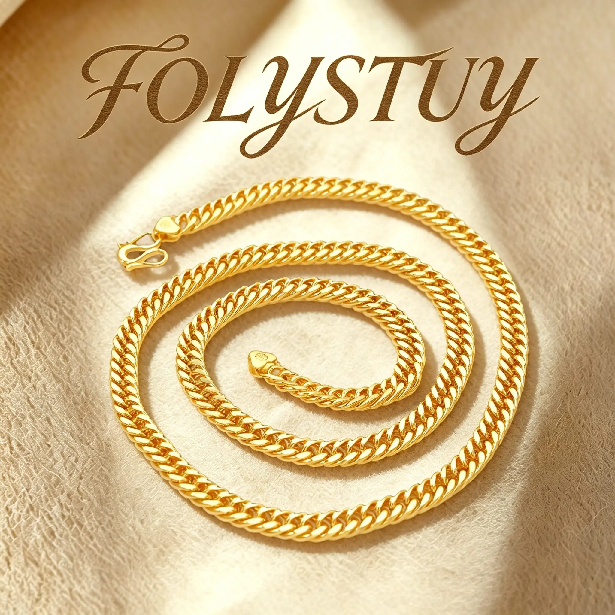 [23.6inch by 8mm Cuban Chain Necklace]【FOLYSTUY (Y130)】Trendy Hip - Hop Style Jewelry Necklace