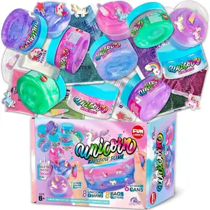 35.16 FL OZ Unicorn Slime for Girls 6-8, FunKidz 1040 ML Rainbow Glitter Premade Slime Toy 8 Packs Birthday Party Gifts for Kids