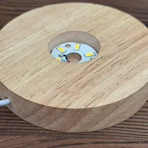 Wooden Stand with LED Light for Crystal Decor - Natural Finish & Modern Design