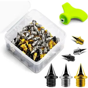 1/4 Inch 100 Pieces Steel Track Spikes Replacements with Spike Wrench for Sports Running Track Shoes