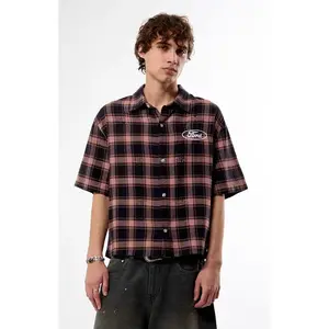 FORD Men's Logo Flannel Short Sleeve Shirt