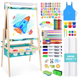 Joyooss Kids Easel Wooden Double-Sided with Paper Roll Joyooss 132 LAKE BLUE