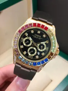 Men's Business Fashion Rhinestone Decorated Analog Quartz Watch, Rhinestone Wristwatch, Stylish Watch, Fashion Watch for Party, Daily Clothing Decor, Trendy All-match & Exquisite Watch for Birthday Gift with Box