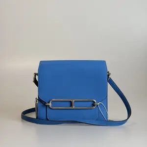 Pre-owned HERMÈS Evercolor Shoulder Bag Roulis 19 Bleu Hydra Silver Clasp 36859600