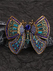 1PC New Retro Vintage Rhinestone Butterfly Lapel Brooch Jewelry for Women, Elegant Winter Coat and Sweater Pin Accessory