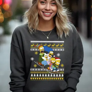 The Simpsons Merry Christmas Sweatshirt Ugly Christmas Sweater Christmas Matching Sweatshirt Family Christmas Sweatshirt Christmas Vibes Sweatshirt Homer Simpsons Funny Sweater Winter Hoodie