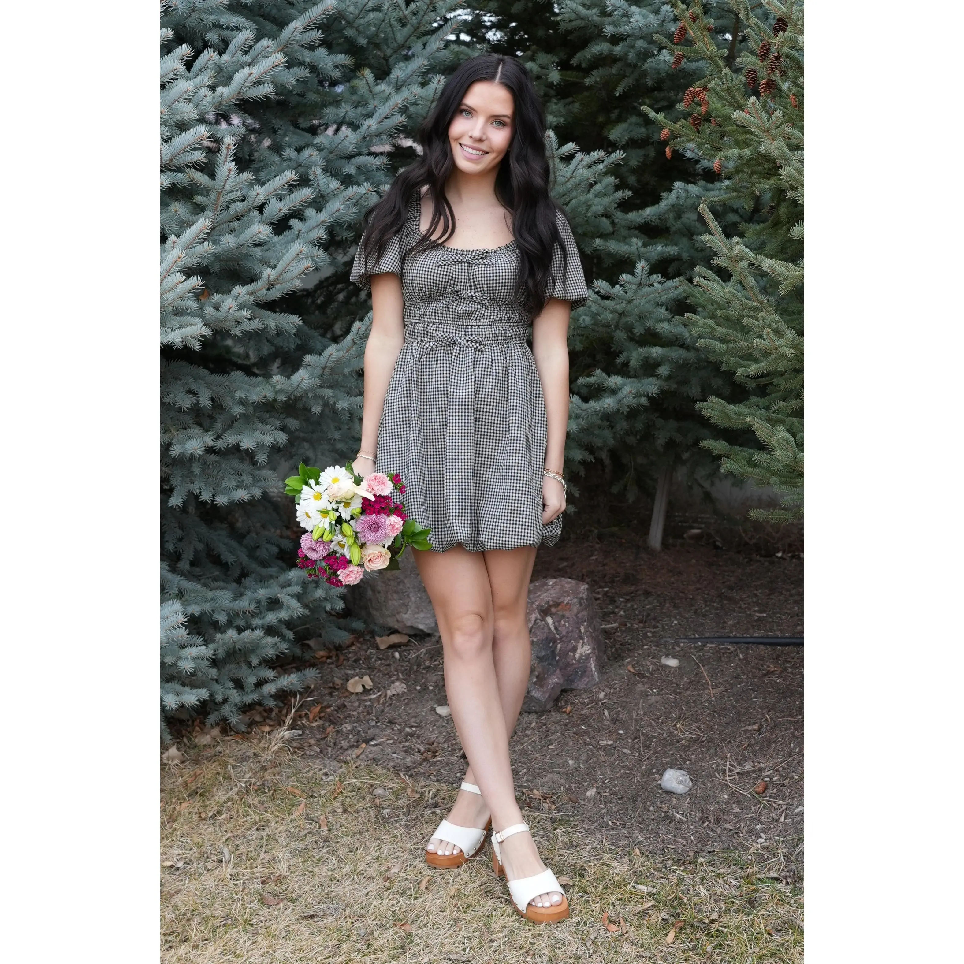 The Harper Black Gingham Dress